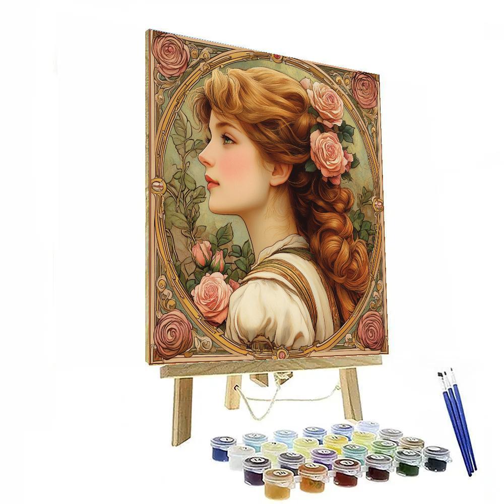 Alphonse Mucha Inspired Flower Poster paint by number