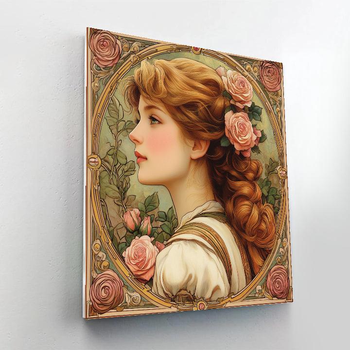 Alphonse Mucha Inspired Flower Poster paint by number