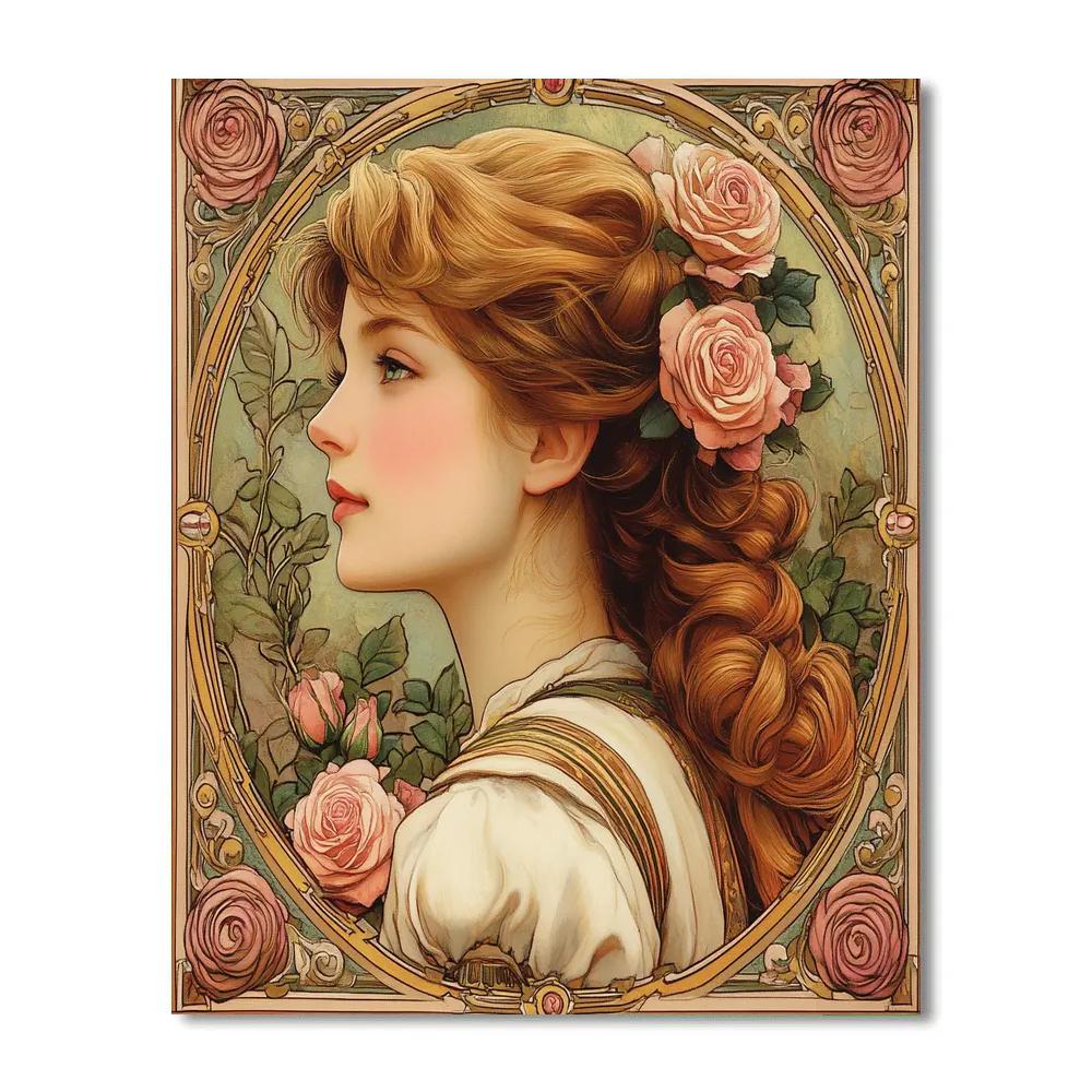 Alphonse Mucha Inspired Flower Poster paint by number