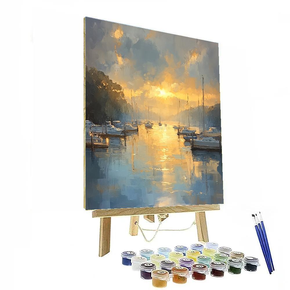 William Turner Inspired Sunlit Harbor Numbered painting kits