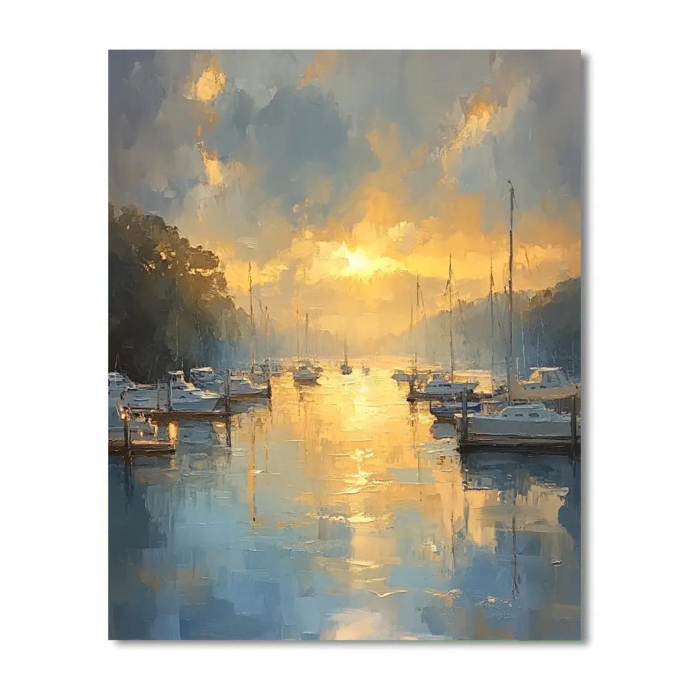 William Turner Inspired Sunlit Harbor Numbered painting kits