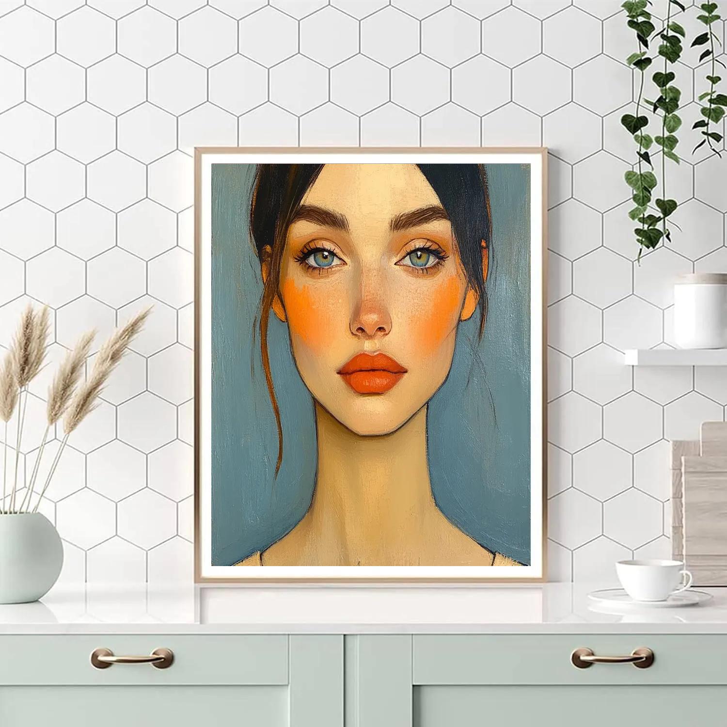 Amedeo Modigliani Inspired Tall Portrait paint by color