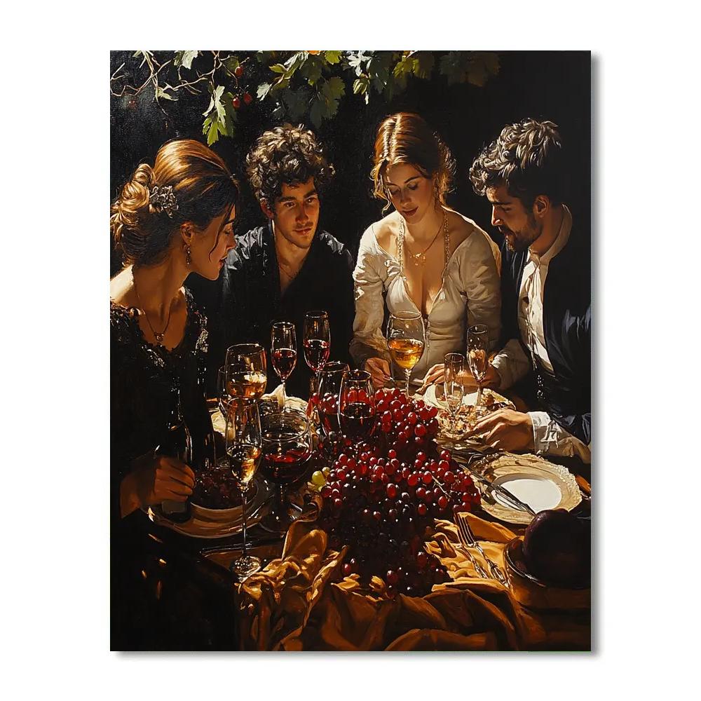Caravaggio Inspired Dramatic Feast Paint by numbers art