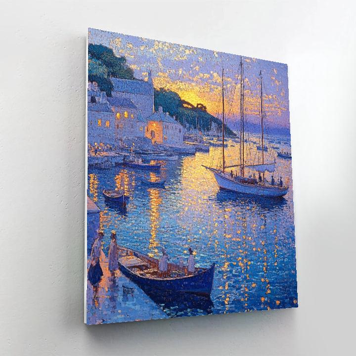 Georges Seurat Inspired Riverboats At Dusk Paint by numbers art
