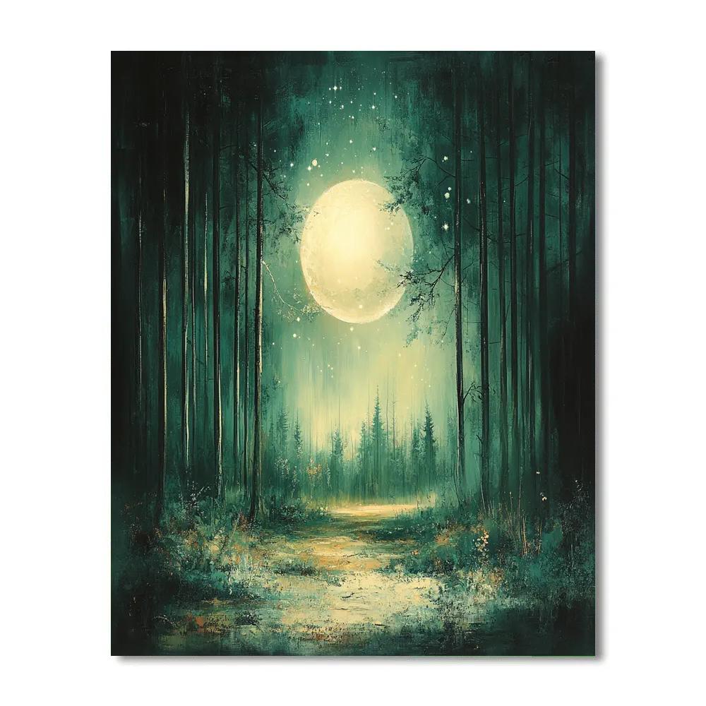 Ralph Albert Blakelock Inspired Moonlit Forest Number painting