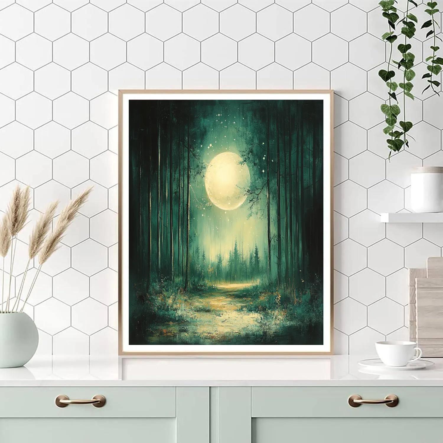 Ralph Albert Blakelock Inspired Moonlit Forest Number painting