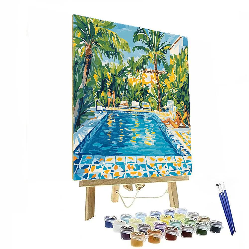 David Hockney Inspired Swimming Pool Afternoon paint by color