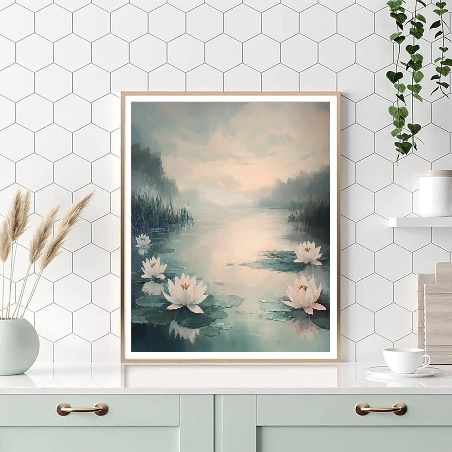 Monet Inspired Lagoon At Sunrise paint by number