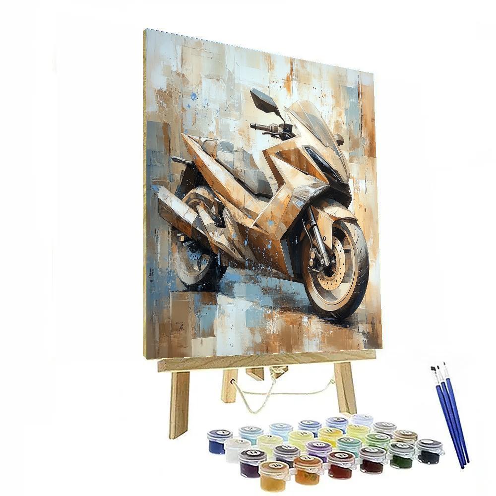Picasso Inspired Motorcycle Cubism paint by number