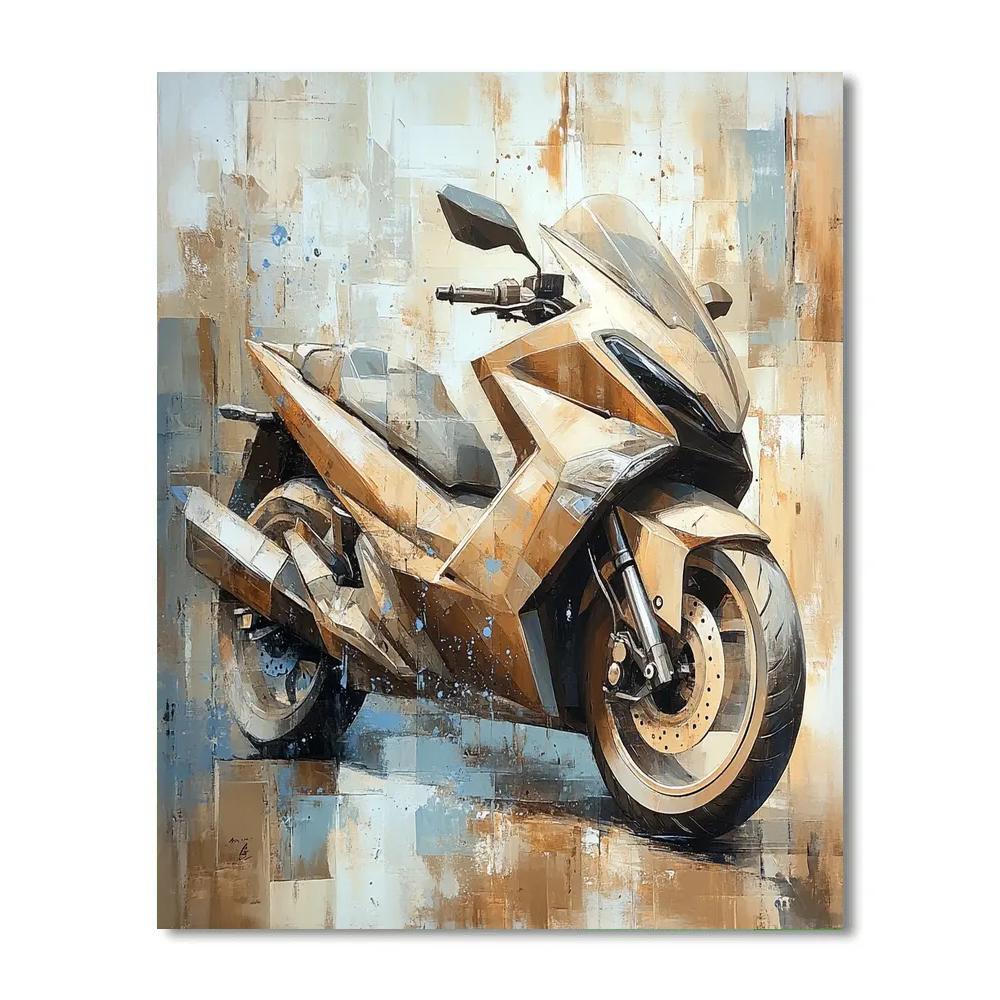 Picasso Inspired Motorcycle Cubism paint by number