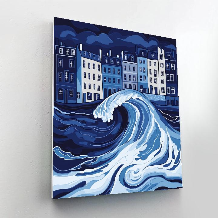 Hokusai Inspired Ocean Wave City DIY paint by numbers
