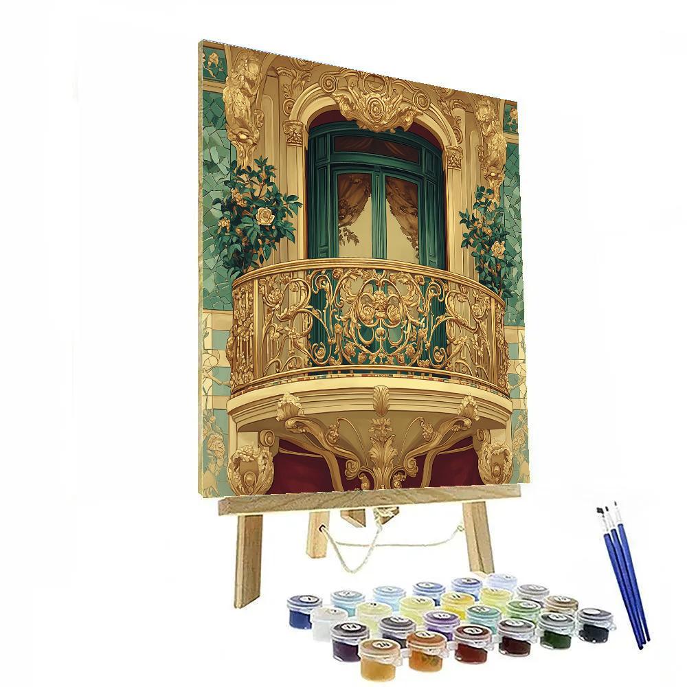 Gustav Klimt Inspired Floral Balcony paint by color