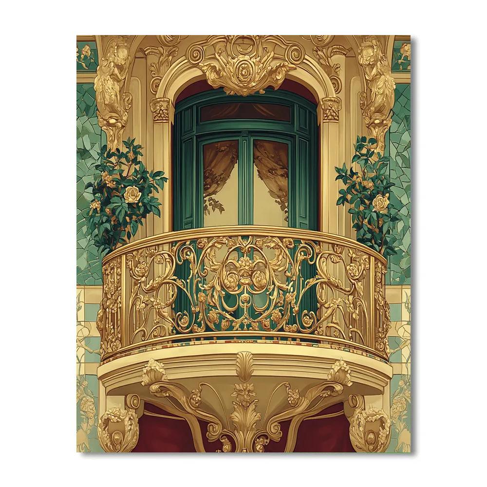 Gustav Klimt Inspired Floral Balcony paint by color