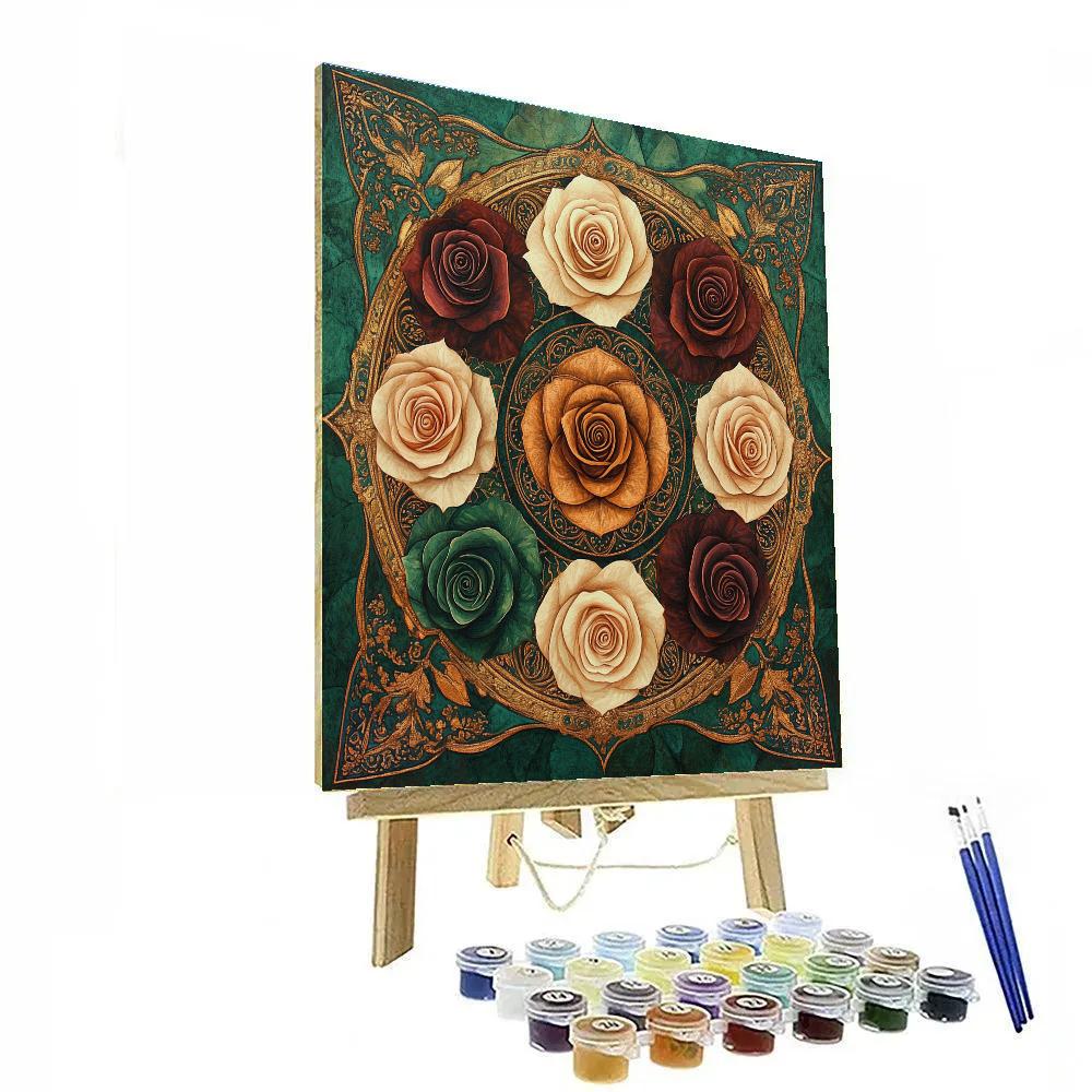 Gustav Klimt Inspired Rose Mandala Paint by numbers kits