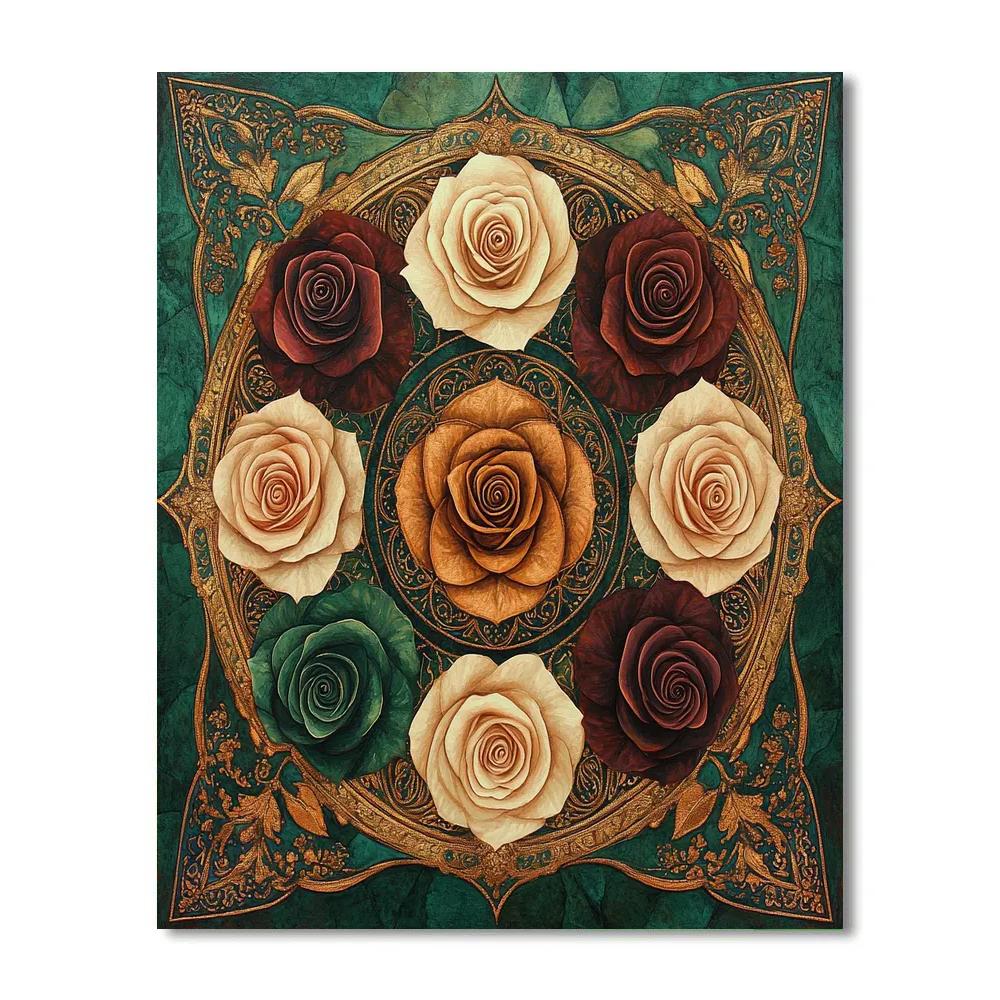 Gustav Klimt Inspired Rose Mandala Paint by numbers kits