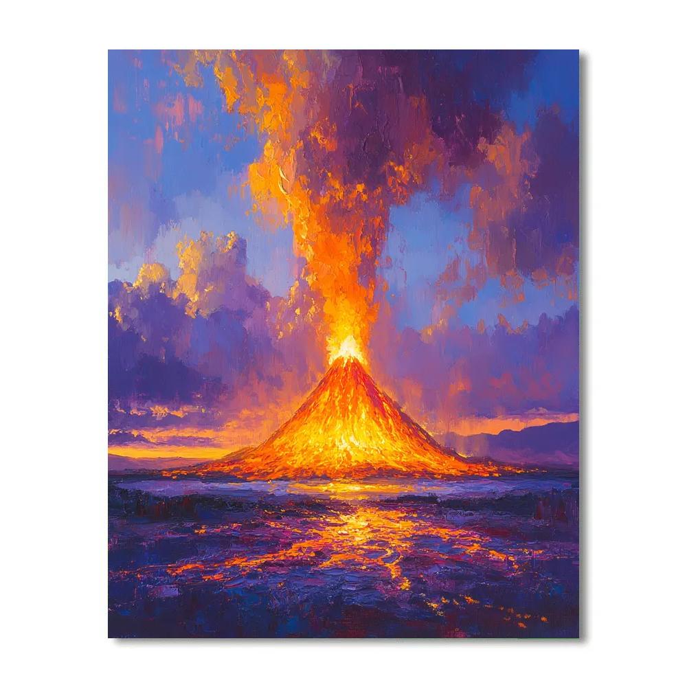 J.M.W. Turner Inspired Volcano Sunset paint by numbers