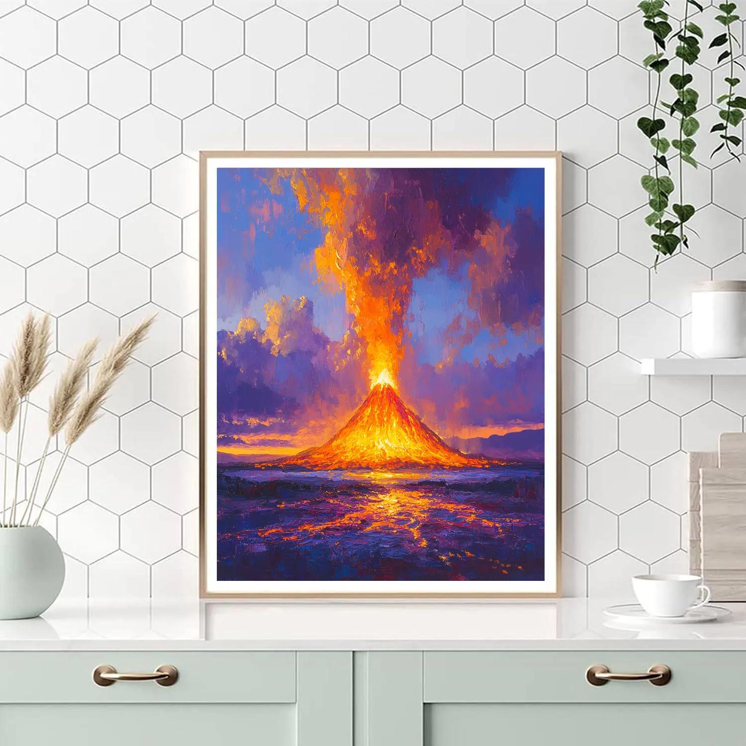J.M.W. Turner Inspired Volcano Sunset paint by numbers