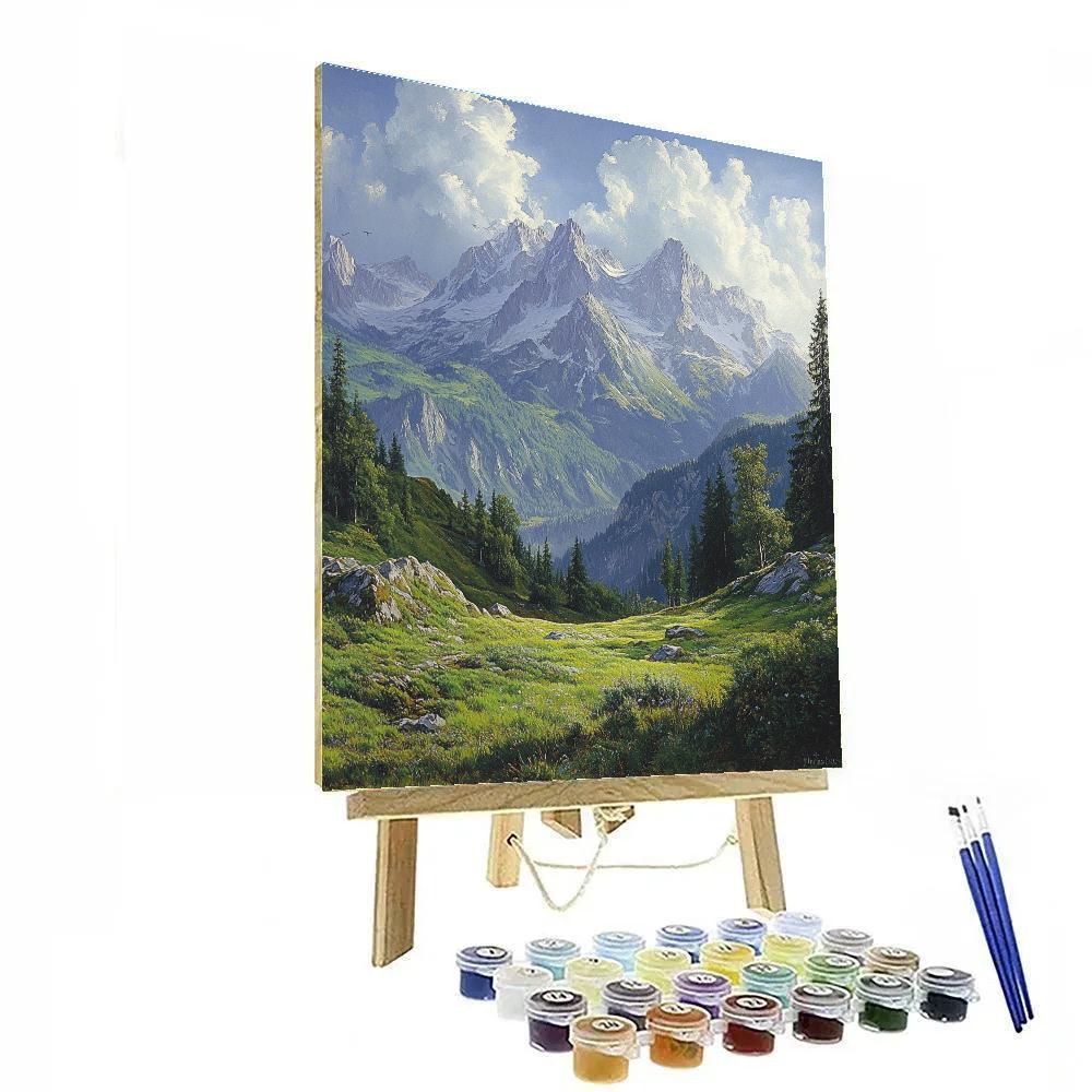 Thomas Cole Inspired Mountain Panorama paint by number