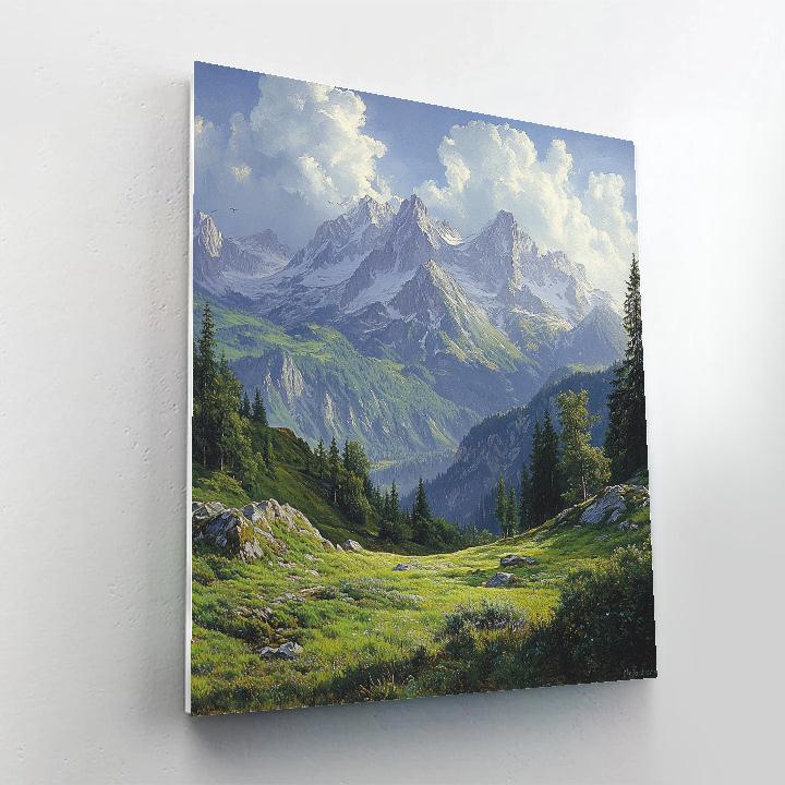 Thomas Cole Inspired Mountain Panorama paint by number