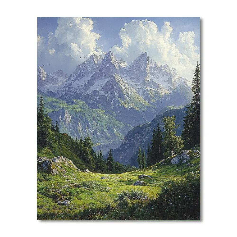 Thomas Cole Inspired Mountain Panorama paint by number