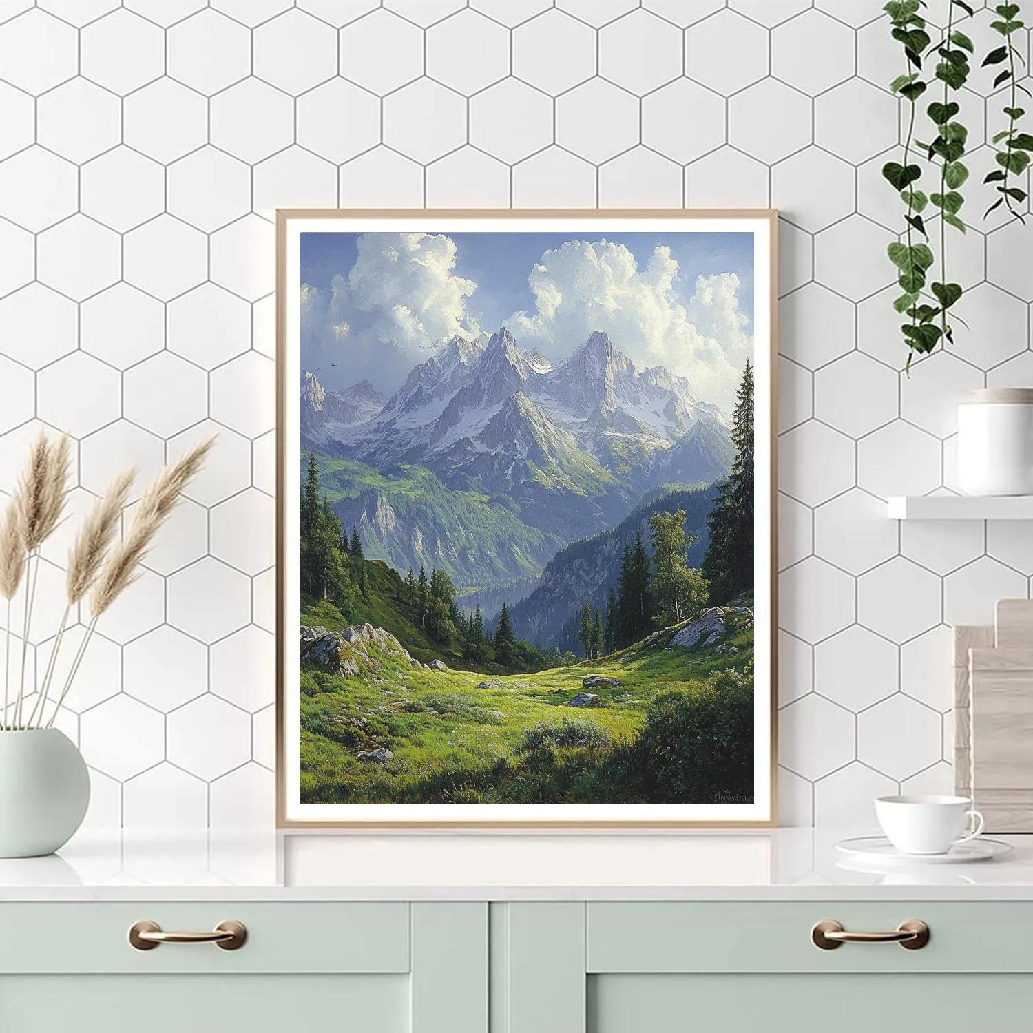 Thomas Cole Inspired Mountain Panorama paint by number