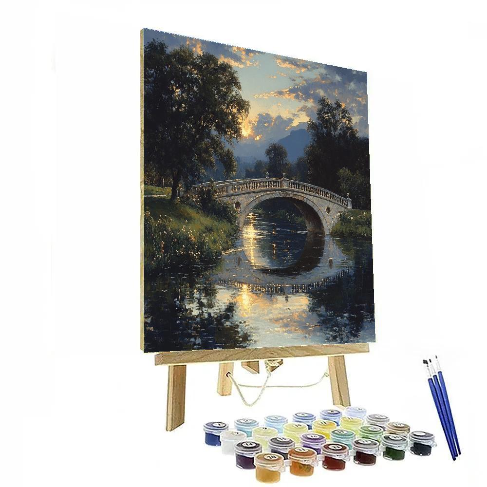 Giorgione Inspired Twilight Bridge Number painting