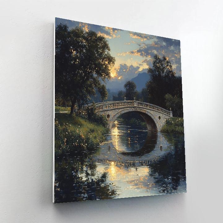 Giorgione Inspired Twilight Bridge Number painting