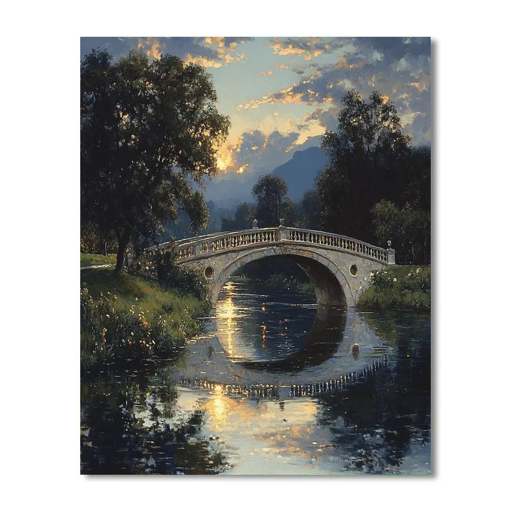 Giorgione Inspired Twilight Bridge Number painting