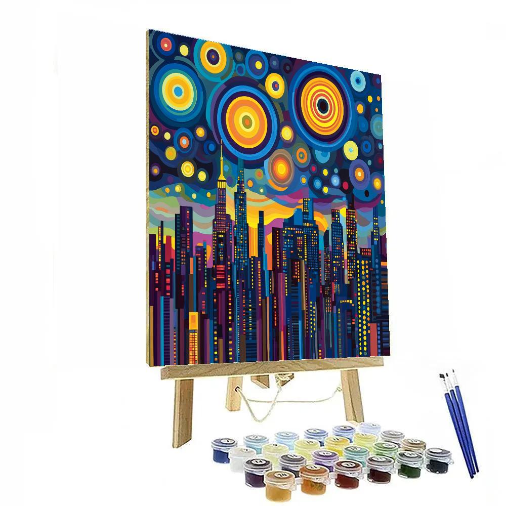 Sonia Delaunay Inspired City Lights paint by color