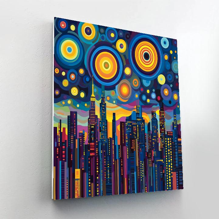 Sonia Delaunay Inspired City Lights paint by color