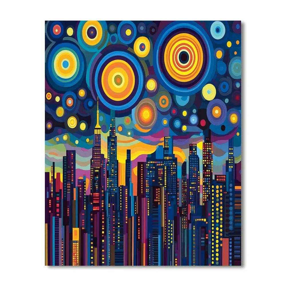 Sonia Delaunay Inspired City Lights paint by color