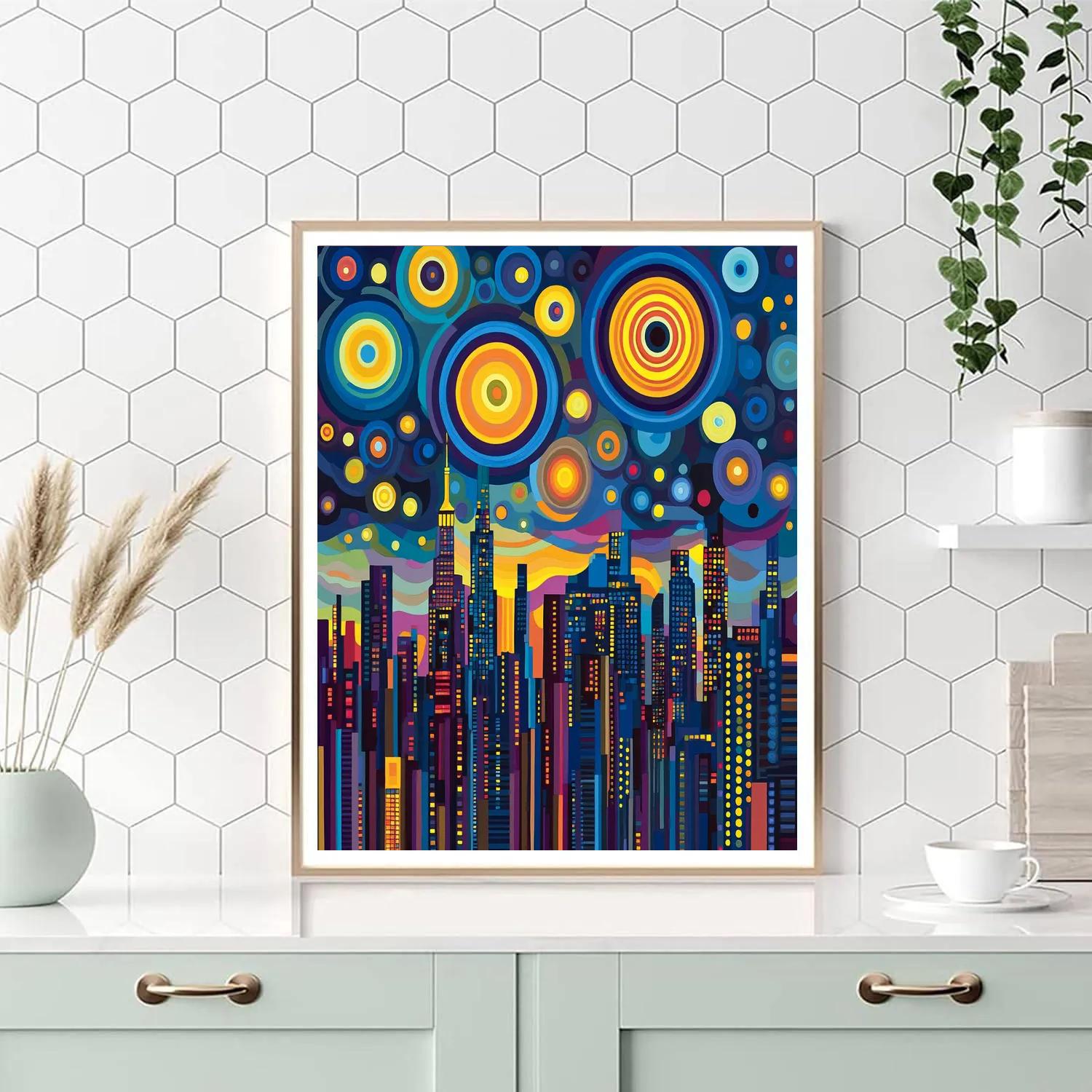 Sonia Delaunay Inspired City Lights paint by color