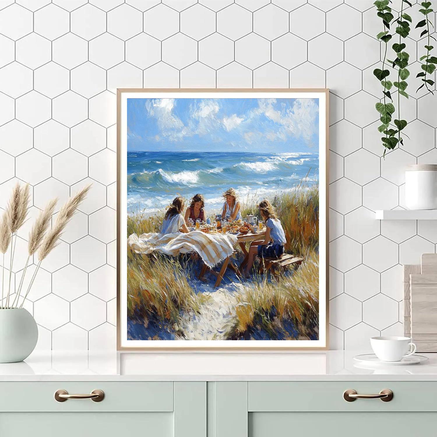 Winslow Homer Inspired Coastal Picnic paint by color