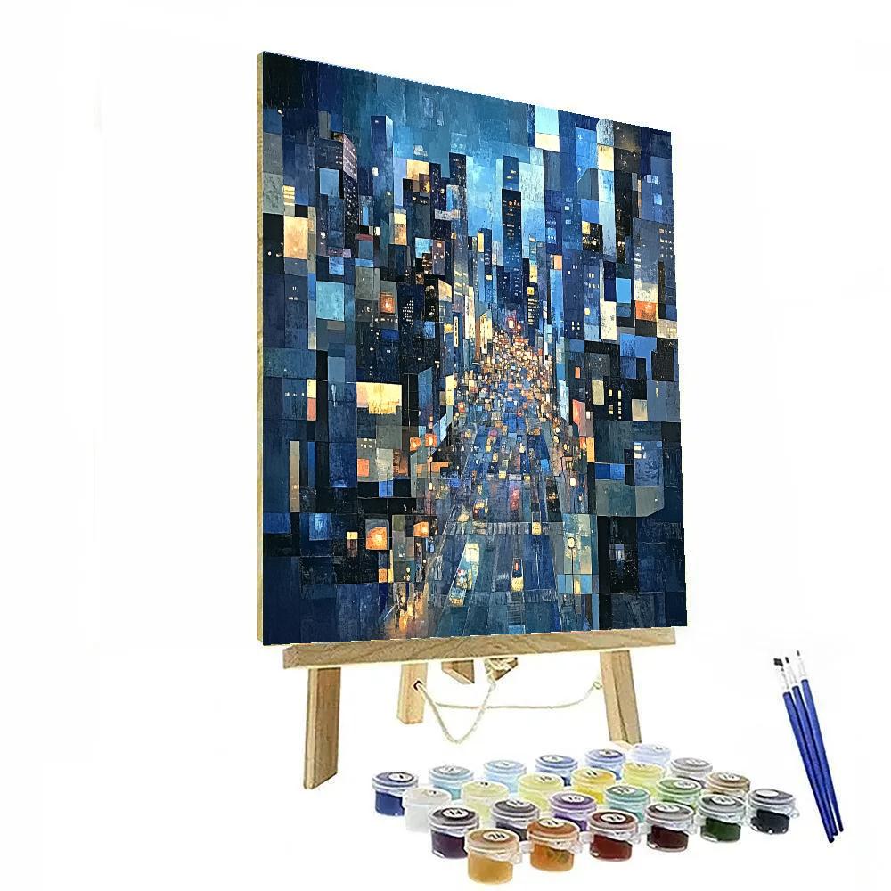 Picasso Inspired Abstract City Lights paint by color
