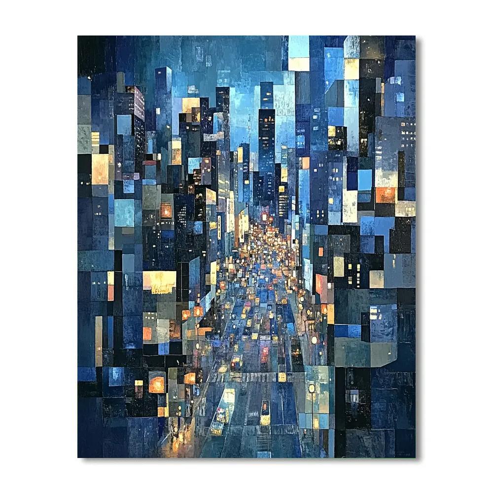 Picasso Inspired Abstract City Lights paint by color
