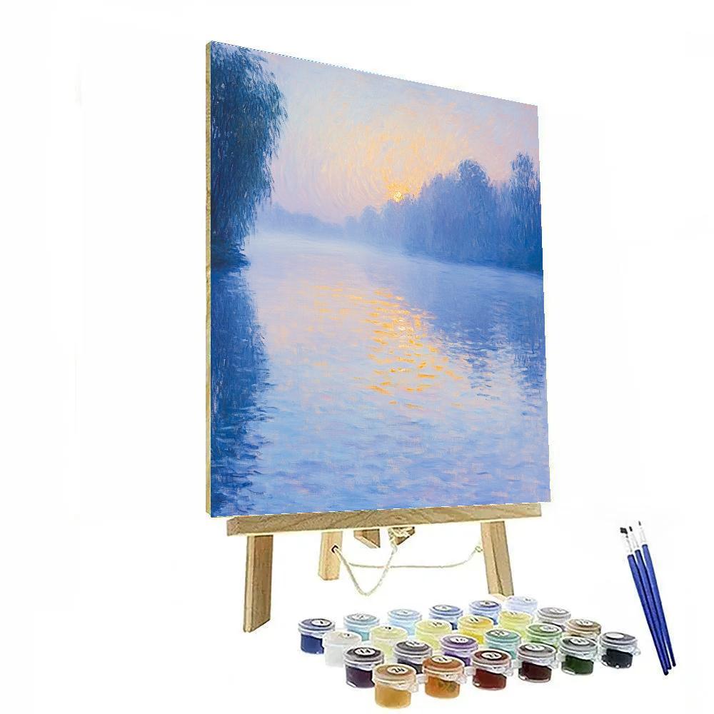 Claude Monet Inspired Lakeside Foggy Sunrise Painting by numbers kit