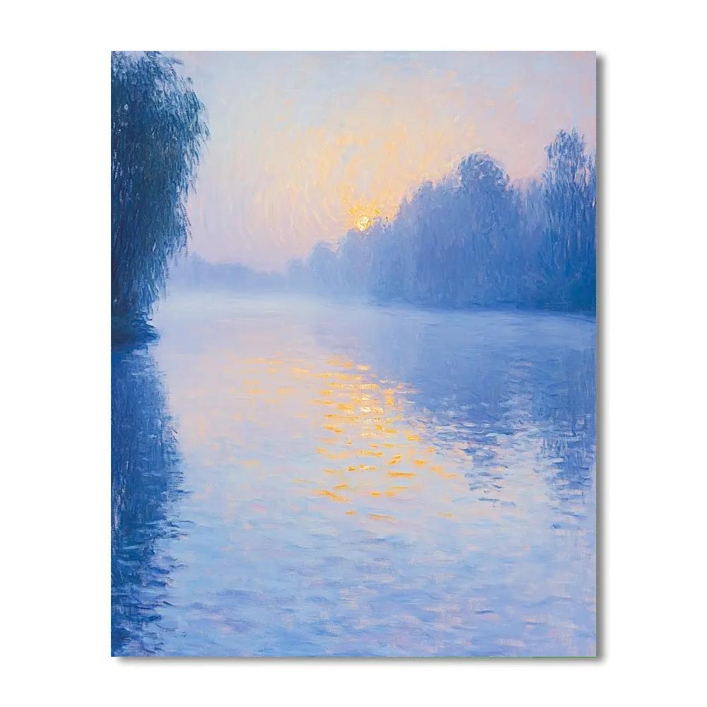 Claude Monet Inspired Lakeside Foggy Sunrise Painting by numbers kit
