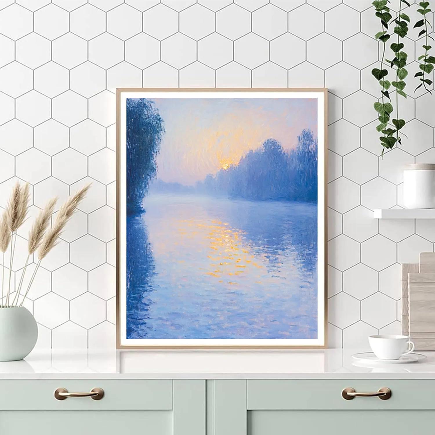Claude Monet Inspired Lakeside Foggy Sunrise Painting by numbers kit
