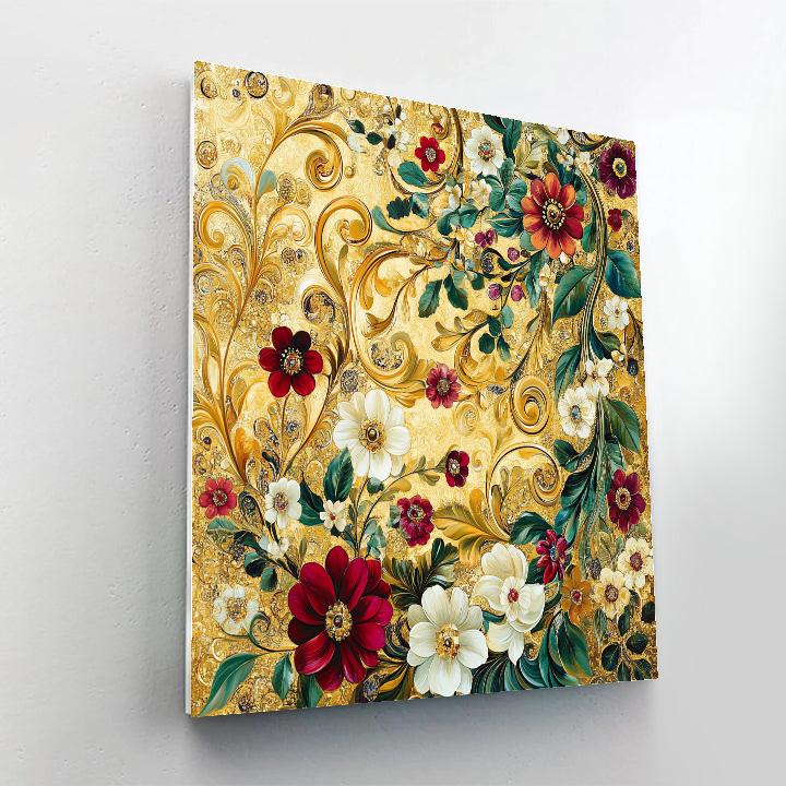 Gustav Klimt Inspired Golden Floral Celebration Paint by numbers art