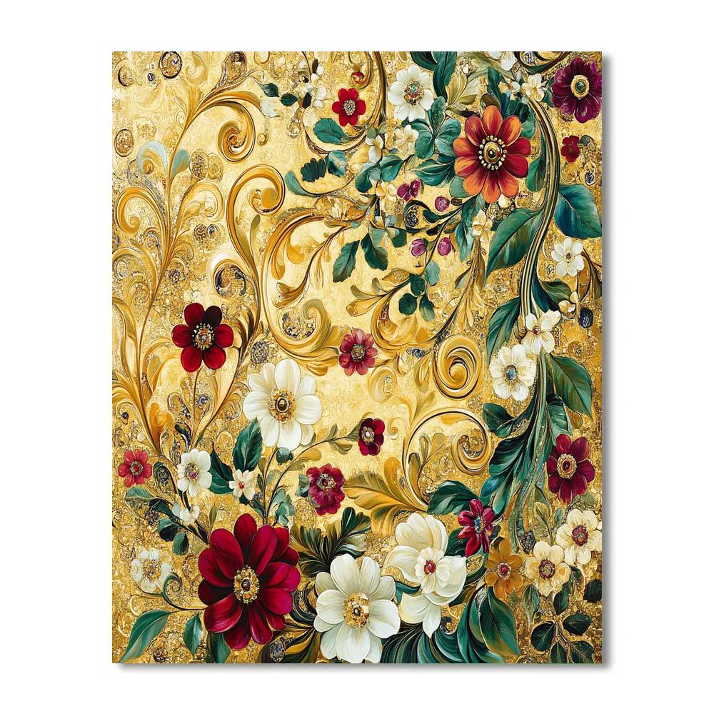 Gustav Klimt Inspired Golden Floral Celebration Paint by numbers art