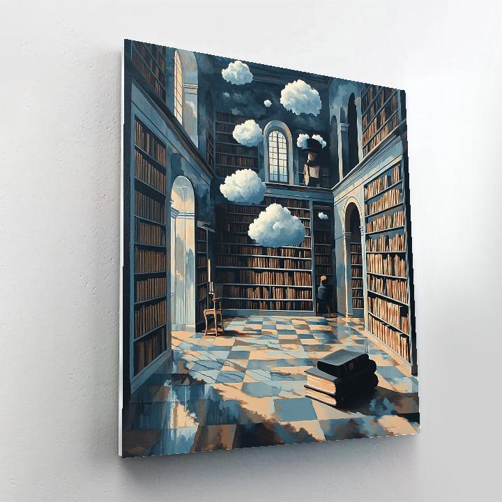 René Magritte Inspired Mystical Library Numbered painting kits