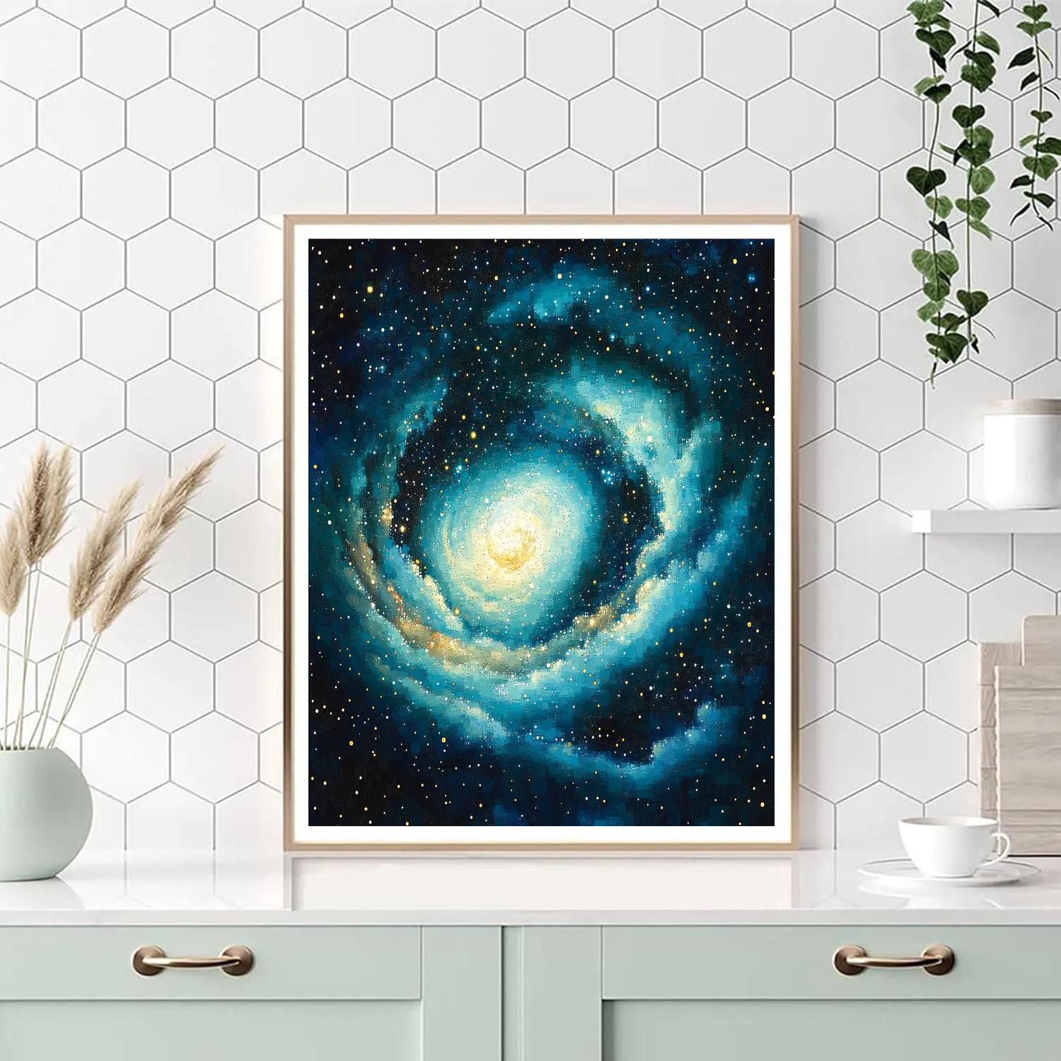 Georges Seurat Inspired Celestial Nebula paint by number