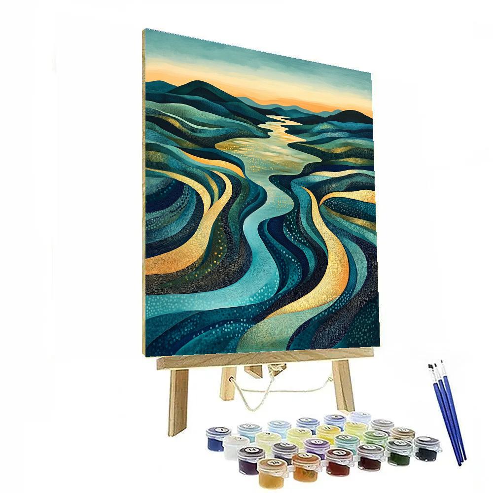 Georges Seurat Inspired Abstract River Delta paint by numbers