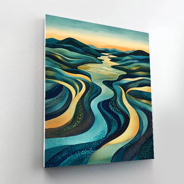 Georges Seurat Inspired Abstract River Delta paint by numbers