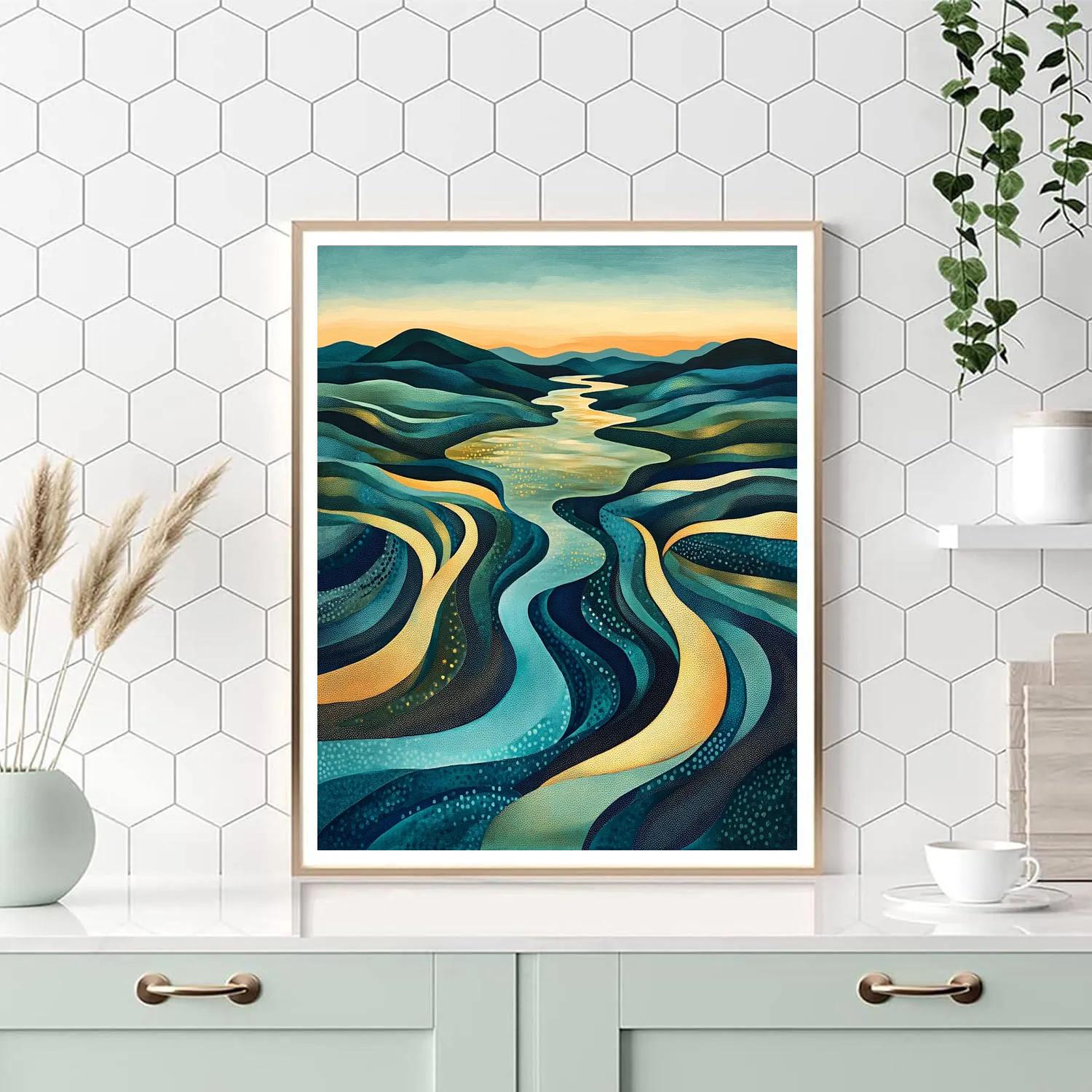 Georges Seurat Inspired Abstract River Delta paint by numbers