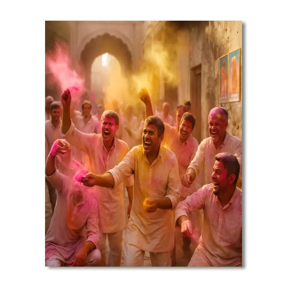 Holi In Mathura Dawn paint by numbers