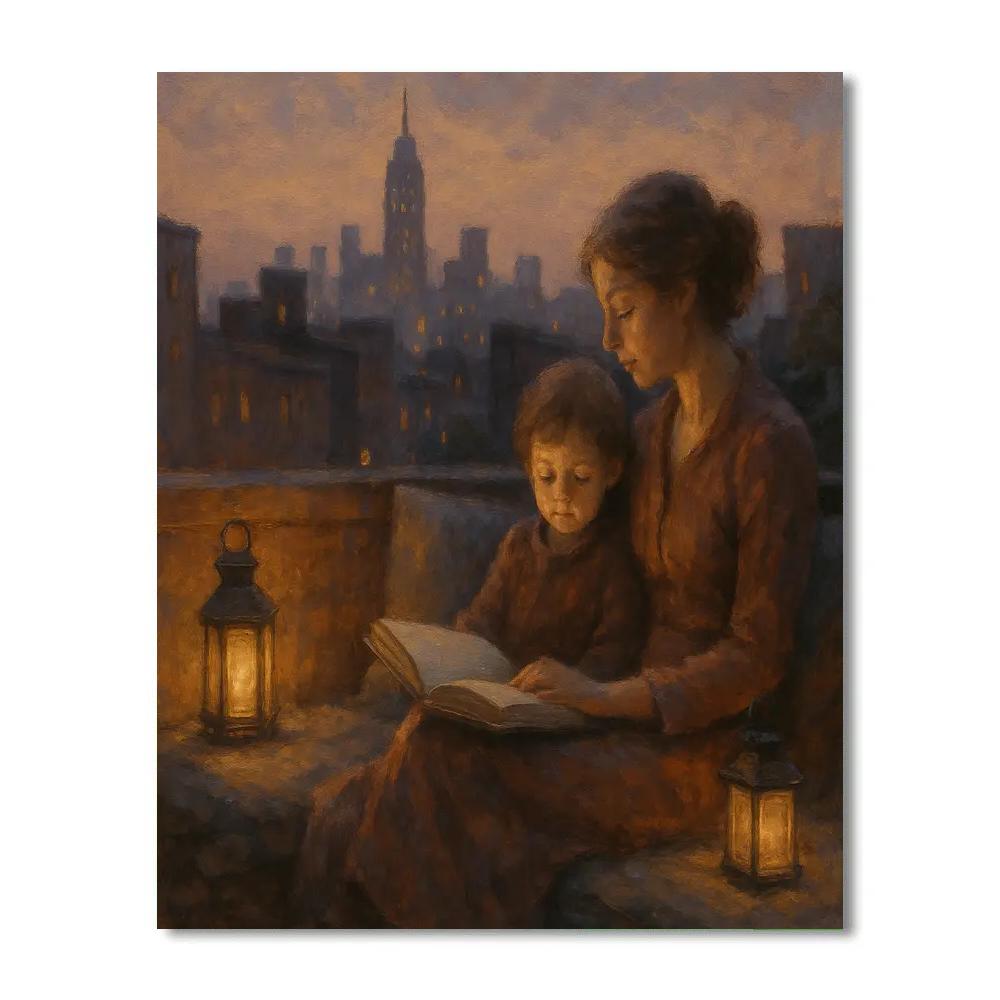 City Rooftop Sunset Storytime DIY paint by numbers