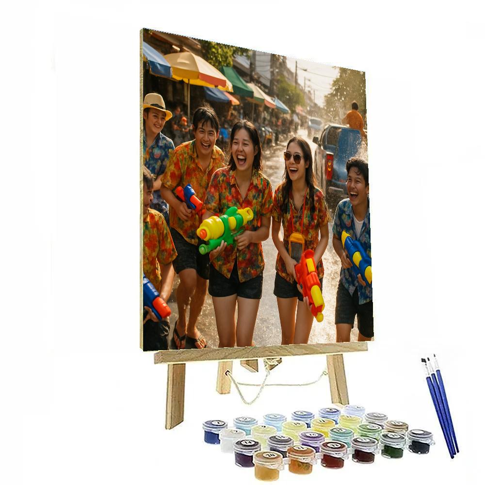 Songkran Street Splash Painting by numbers kit