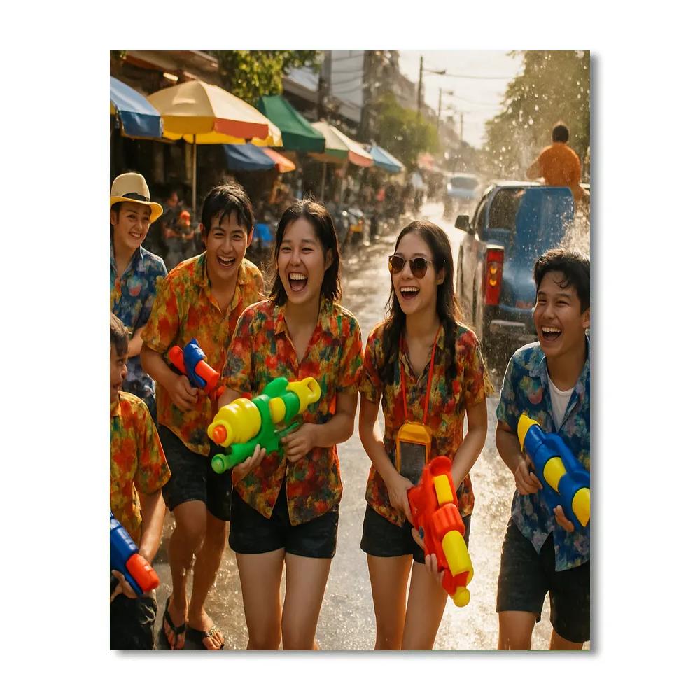 Songkran Street Splash Painting by numbers kit