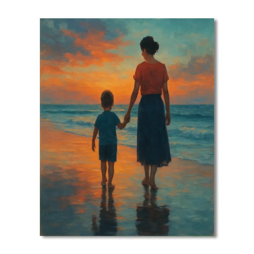 Seaside Sunset Hand Holding painting number kit